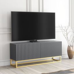 Creative Furniture Ripple TV Unit 100cm - Modern Fluted Design with Push to Open Doors in Dark Grey - thumbnail 3