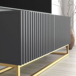 Creative Furniture Ripple TV Unit 100cm - Modern Fluted Design with Push to Open Doors in Dark Grey - thumbnail 4
