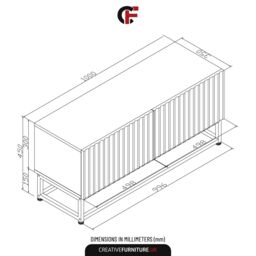 Creative Furniture Ripple TV Unit 100cm - Modern Fluted Design with Push to Open Doors in Dark Grey - thumbnail 5