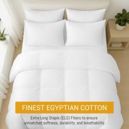 Pamposh 800 Thread Count Premium Egyptian Cotton Duvet Cover Sets Reversible in White - Size: Double - thumbnail 3