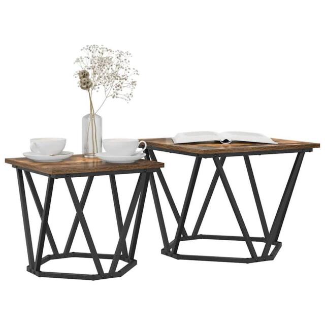 Berkfield Home Versatile 2 Piece Side Table Set Smoked Oak Engineered Wood in Brown - image 1