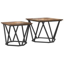 Berkfield Home Versatile 2 Piece Side Table Set Smoked Oak Engineered Wood in Brown - thumbnail 3