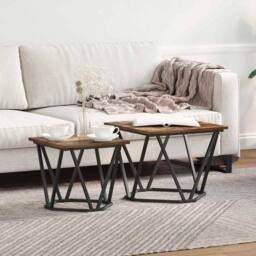 Berkfield Home Versatile 2 Piece Side Table Set Smoked Oak Engineered Wood in Brown - thumbnail 2