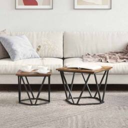 Berkfield Home Versatile 2 Piece Side Table Set Smoked Oak Engineered Wood in Brown - thumbnail 4