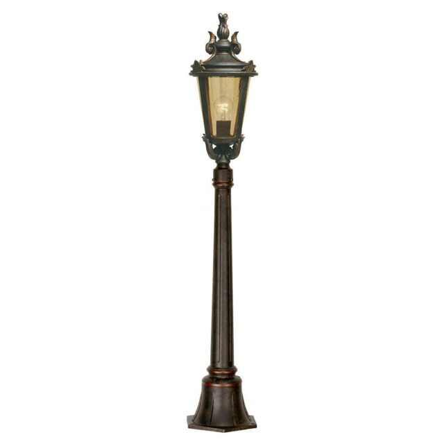 Loops Outdoor IP44 1 Bulb Short Mini Lamp Post Pillar Weathered Bronze LED E27 100W