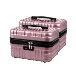 VOGREX 2 Pack Rose Gold Lockable Portable Travel Makeup Case - thumbnail 1