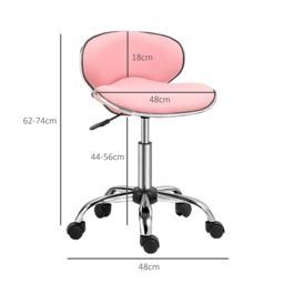 HOMCOM Office Chair Beauty Salon Rolling Technician Stool Chair Pink - thumbnail 3