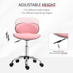 HOMCOM Office Chair Beauty Salon Rolling Technician Stool Chair Pink - thumbnail 4
