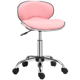 HOMCOM Office Chair Beauty Salon Rolling Technician Stool Chair Pink - thumbnail 2