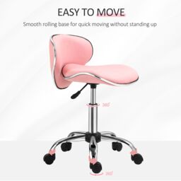 HOMCOM Office Chair Beauty Salon Rolling Technician Stool Chair Pink - thumbnail 6