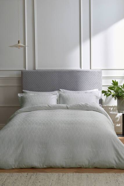1951 'Ravello' Cotton Duvet Cover Set in Silver - Size: Double - image 1