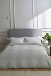 1951 'Ravello' Cotton Duvet Cover Set in Silver - Size: Double