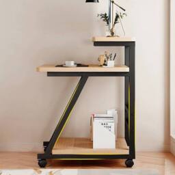 Kelvenix Computer Desk w/ Shelf Home Rolling Study Desk in Brown - Size: 0.6m2 - thumbnail 3