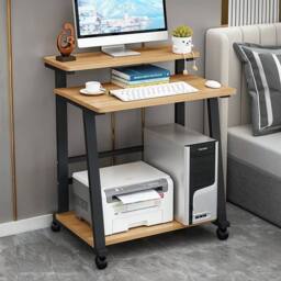 Kelvenix Computer Desk w/ Shelf Home Rolling Study Desk in Brown - Size: 0.6m2 - thumbnail 4