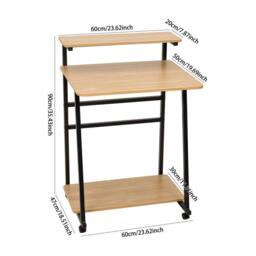Kelvenix Computer Desk w/ Shelf Home Rolling Study Desk in Brown - Size: 0.6m2 - thumbnail 2
