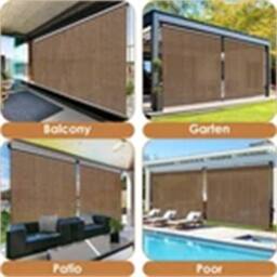 Nordara Khaki-Shade Fabric Retractable Outdoor Roller Blind Privacy in Brown - Size: 240 cm width x 240 cm drop - thumbnail 3