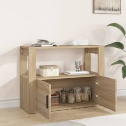 Berkfield Home Sideboard Sonoma Oak 80x30x60 cm Engineered Wood in Light Oak - Size: 80 x 30 x 60 cm - thumbnail 3