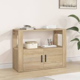 Berkfield Home Sideboard Sonoma Oak 80x30x60 cm Engineered Wood in Light Oak - Size: 80 x 30 x 60 cm - thumbnail 2