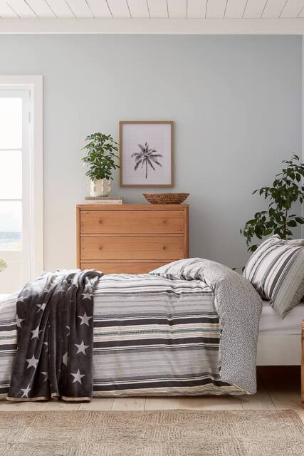 Helena Springfield 'Beach House Stripe' Cotton Duvet Cover Set in Grey - Size: Super King - image 1