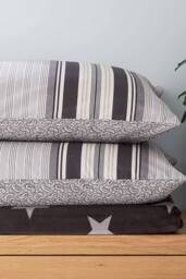 Helena Springfield 'Beach House Stripe' Cotton Duvet Cover Set in Grey - Size: Super King - thumbnail 5