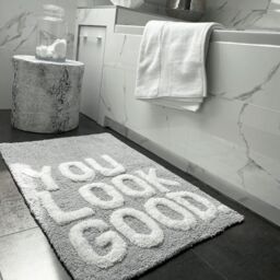 Mooky Mats You Look Good Slogan Non-Slip Bath Mat in Grey - thumbnail 2