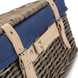 Red Hamper Wicker 40cm Antique Wash Picnic Basket with Cotton Lining in Blue - thumbnail 4