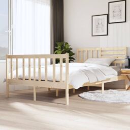 Berkfield Home Bed Frame Solid Wood 120x200 cm in Brown - Size: Small Double - thumbnail 1