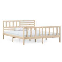 Berkfield Home Bed Frame Solid Wood 120x200 cm in Brown - Size: Small Double - thumbnail 2