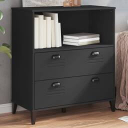 Berkfield Home Decorative Bookcase VIKEN Black 80x40x90 cm Engineered Wood - Size: 80 x 40 x 90 cm - thumbnail 2