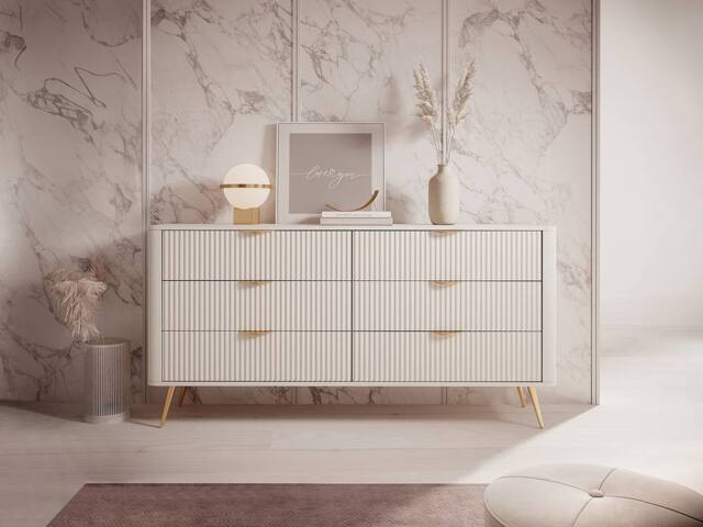 Vente-unique 6-Drawer Chest Of Drawers - Beige & Gold - ELONARIA II - image 1