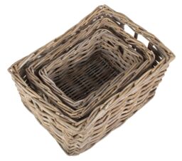 Red Hamper Rattan Set of 3 Rectangular Grey Rattan Storage Baskets - thumbnail 4