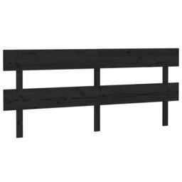 Berkfield Home Bed Headboard Black 184x3x81 cm Solid Wood Pine - Size: 184 x 3 x 81 cm - thumbnail 2
