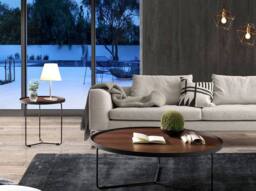 Angel Cerda Round-Corner Side Table Walnut Veneer & Black Steel in Brown - thumbnail 3