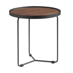 Angel Cerda Round-Corner Side Table Walnut Veneer & Black Steel in Brown - thumbnail 1