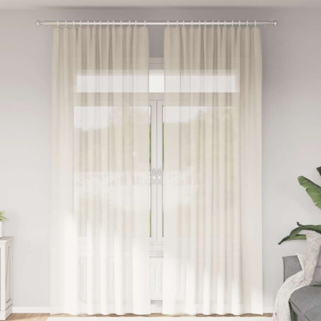 Berkfield Home Voile Curtains with Rod Pockets 2 pcs Cream - image 1