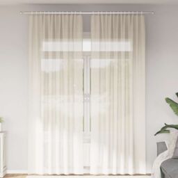 Berkfield Home Voile Curtains with Rod Pockets 2 pcs Cream - thumbnail 1