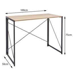House of Home Folding Desk Computer Wooden Foldable Study Coffee Table Laptop Office in Brown - thumbnail 2