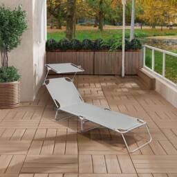 Alivio 5-Level Heavy-Duty Foldable Sunlounger Bed w/ Adjustable Canopy & Reclining Backrest Sun Lounger Chair for Beach, Garden, Patio, Poolside & - thumbnail 2