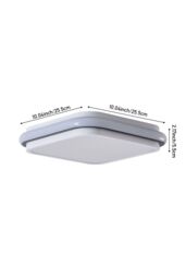 Living and Home Sleek Minimalist Square LED Flush Mount Ceiling Light in White - thumbnail 4