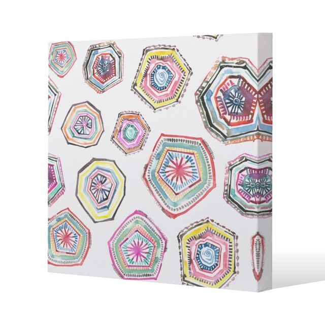 Benjamin Tate Design Hand painted multicolor watercolor geometrical pattern (Canvas Print) / 114 x 114 x 4cm in Natural - Size: 114 x 114 x 4 cm - image 1