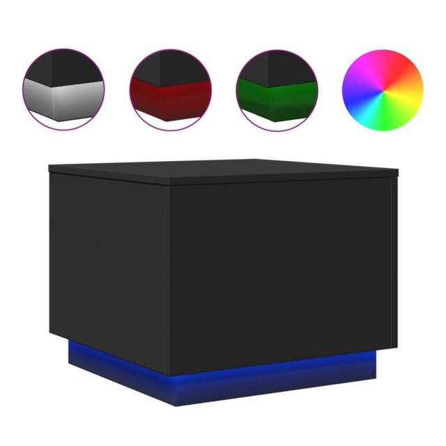 Berkfield Home Coffee Table with LED Lights Black 50x50x40 cm - Size: 50 x 50 x 40 cm - image 1