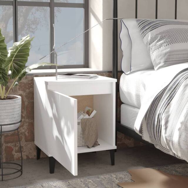 Berkfield Home Sturdy Bed Cabinets with Metal Legs 2 pcs White 40x30x50 cm - Size: 40 x 30 x 50 cm - image 1