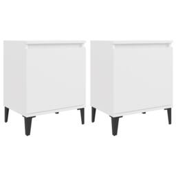 Berkfield Home Sturdy Bed Cabinets with Metal Legs 2 pcs White 40x30x50 cm - Size: 40 x 30 x 50 cm - thumbnail 3
