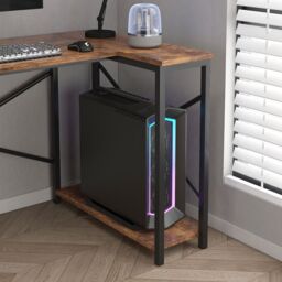 MCC Direct Computer Desk L Shaped Corner Desk with Adjustable shelves - Lotus 100 in Brown - thumbnail 5