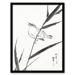 Artery8 Numata Kashu Framed Wall Art Print Reed Bunting & Reed Japan - Size: A4 - thumbnail 1