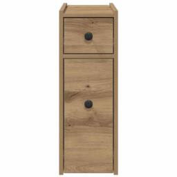 Berkfield Home Narrow Bathroom Cupboard with Wheels Artisian Oak Engineered Wood in Brown - thumbnail 5