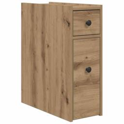 Berkfield Home Narrow Bathroom Cupboard with Wheels Artisian Oak Engineered Wood in Brown - thumbnail 1