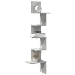 Berkfield Home Wall Corner Shelf Concrete Grey 32x32x127, 5 cm Engineered Wood - thumbnail 1