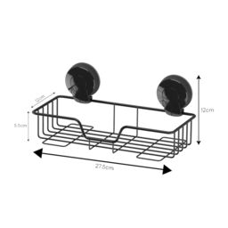 Showerdrape Suctionloc Black Steel Suction Wall Mounted Rectangular Basket - thumbnail 5