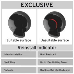 Showerdrape Suctionloc Black Steel Suction Wall Mounted Rectangular Basket - thumbnail 4